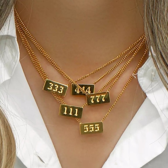 Jewelry - NEW SQUARE ANGEL NUMBER 18K GOLD NECKLACE, NICE NECKLACE, CUTE NECKLACE